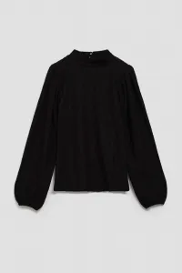 Marisse Black Turtleneck Blouse With Puffed Sleeves