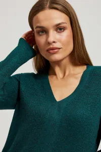 Marisse Fitted V-Neck Sweater In Emerald Green