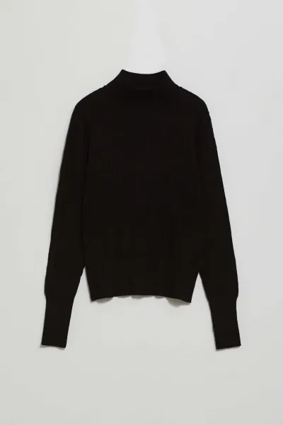 Marisse Thin Turtleneck Sweater, Black