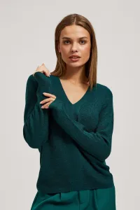 Marisse Fitted V-Neck Sweater In Emerald Green