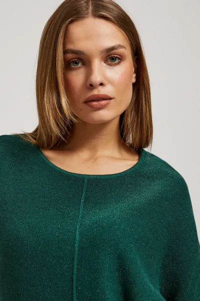 Marisse Emerald Oversized Sweater With Metallic Thread