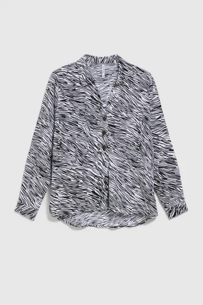 Marisse Black And White V-Neck Shirt