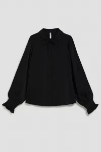 Marisse Black Shirt With Decorative Collar