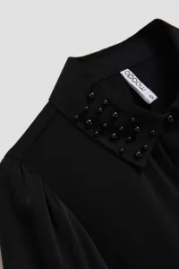 Marisse Black Shirt With Decorative Collar