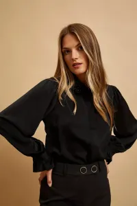 Marisse Black Shirt With Decorative Collar