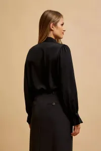 Marisse Black Shirt With Decorative Collar