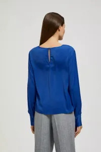 Marisse Plain V-Neck Shirt With Long Sleeves, Blue