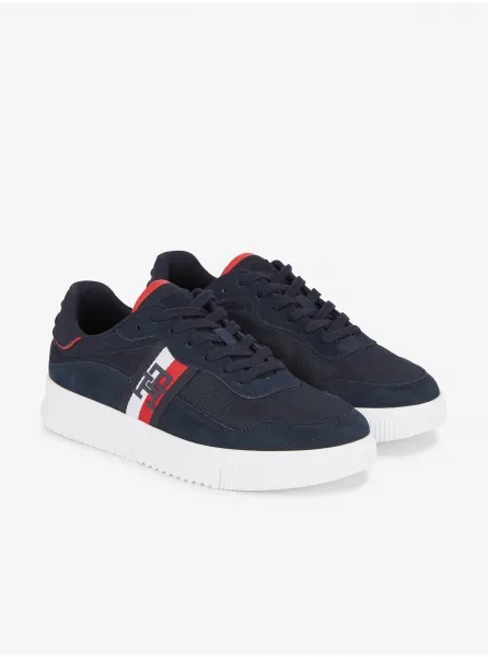 Tmavé modré pánske kožené tenisky Tommy Hilfiger