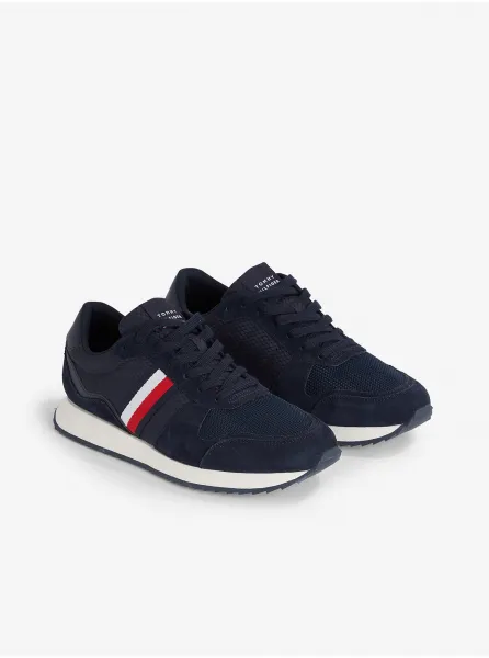 Tmavomodré pánske semišové tenisky Tommy Hilfiger Runner Evo Mix