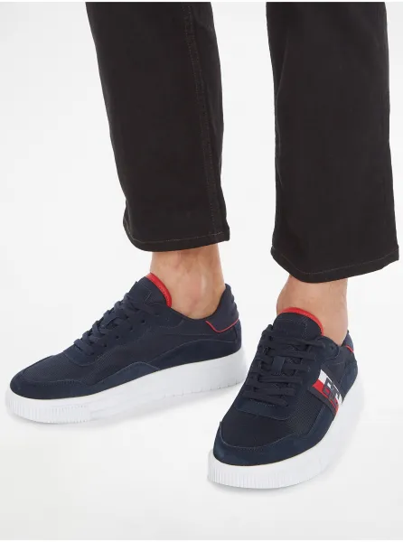 Tmavé modré pánske kožené tenisky Tommy Hilfiger
