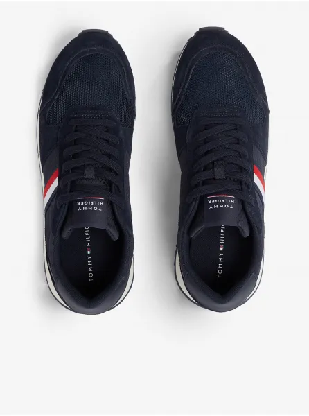 Tmavomodré pánske semišové tenisky Tommy Hilfiger Runner Evo Mix