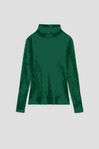 Marisse Emerald Ribbed Turtleneck Blouse