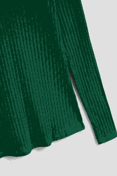 Marisse Emerald Ribbed Turtleneck Blouse