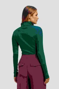 Marisse Emerald Ribbed Turtleneck Blouse