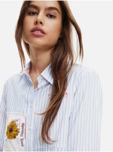 Desigual Hamburgo Striped White and Blue Shirt - Ladies