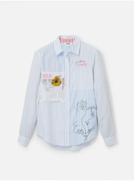 Desigual Hamburgo Striped White and Blue Shirt - Ladies