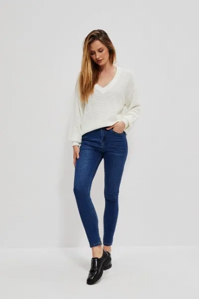 Openwork sweater with V-neck