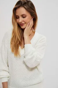Openwork sweater with V-neck