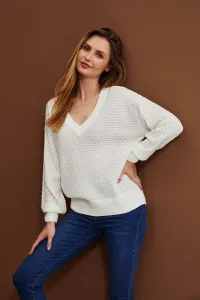 Openwork sweater with V-neck