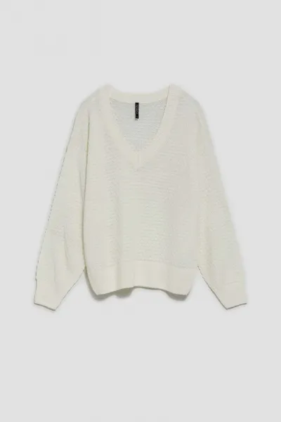 Openwork sweater with V-neck