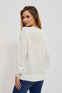 Openwork sweater with V-neck