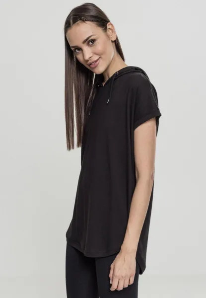 Women's sleeveless jersey with hood black