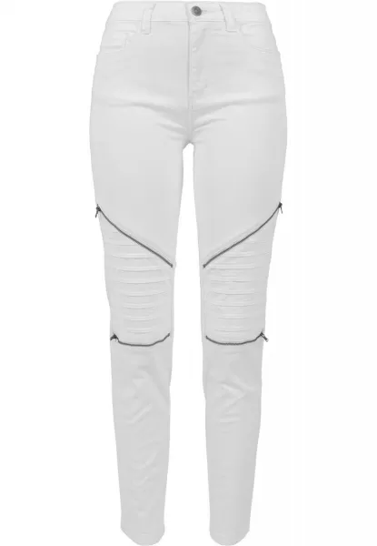 Women's stretch biker trousers white