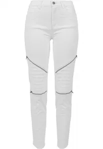 Women's stretch biker trousers white