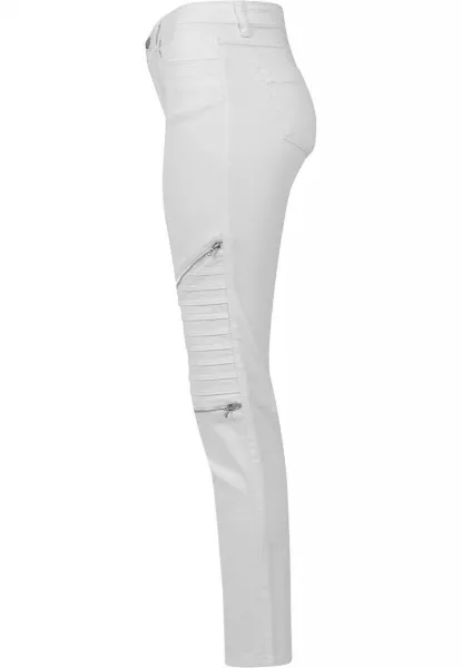 Women's stretch biker trousers white