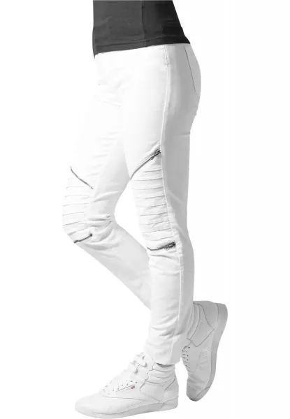 Women's stretch biker trousers white