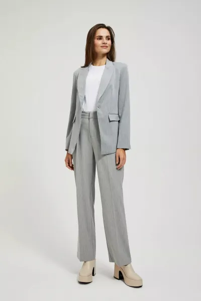 Marisse Gray Straight-Leg Suit Trousers With Pockets