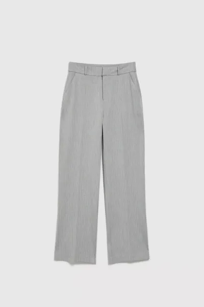 Marisse Gray Straight-Leg Suit Trousers With Pockets