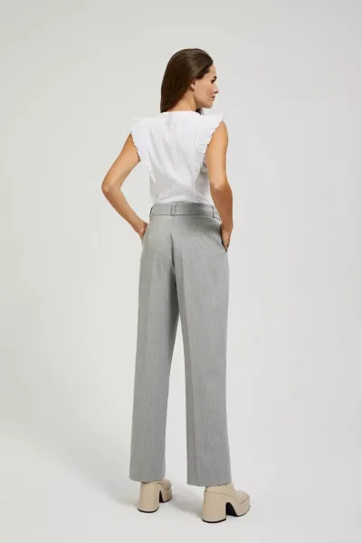 Marisse Gray Straight-Leg Suit Trousers With Pockets