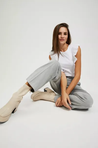 Marisse Gray Straight-Leg Suit Trousers With Pockets