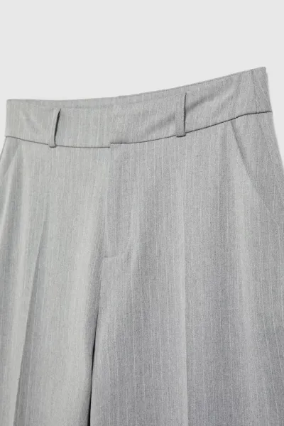 Marisse Gray Straight-Leg Suit Trousers With Pockets