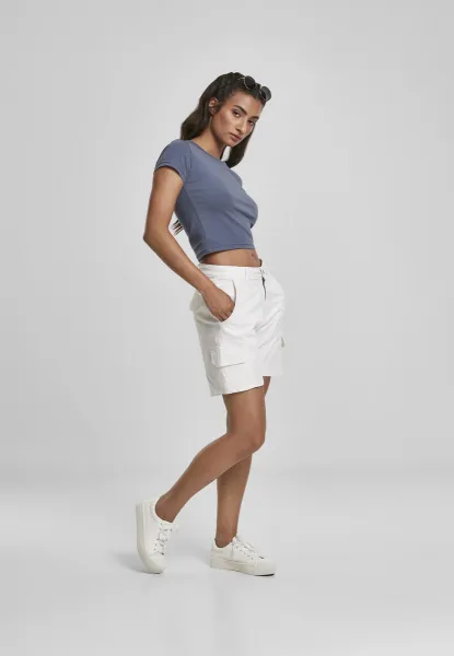 Women's stretch jersey Cropped Tee vintageblue