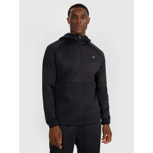 Pánska zateplená tréningová mikina so zipsom 4F SWEATSHIRT FNK M560-WAW25TFSWM560-20S-DEEP BLACK