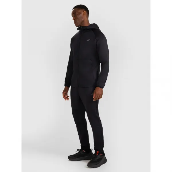 Pánska zateplená tréningová mikina so zipsom 4F SWEATSHIRT FNK M560-WAW25TFSWM560-20S-DEEP BLACK