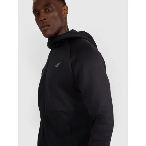 Pánska zateplená tréningová mikina so zipsom 4F SWEATSHIRT FNK M560-WAW25TFSWM560-20S-DEEP BLACK