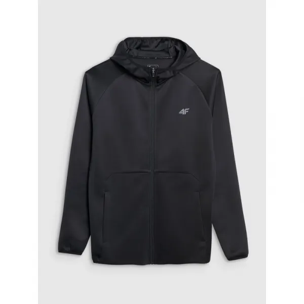 Pánska zateplená tréningová mikina so zipsom 4F SWEATSHIRT FNK M560-WAW25TFSWM560-20S-DEEP BLACK