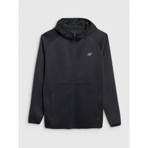 Pánska zateplená tréningová mikina so zipsom 4F SWEATSHIRT FNK M560-WAW25TFSWM560-20S-DEEP BLACK