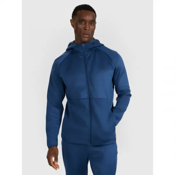 Pánska zateplená tréningová mikina so zipsom 4F SWEATSHIRT FNK M560-WAW25TFSWM560-32S-DENIM