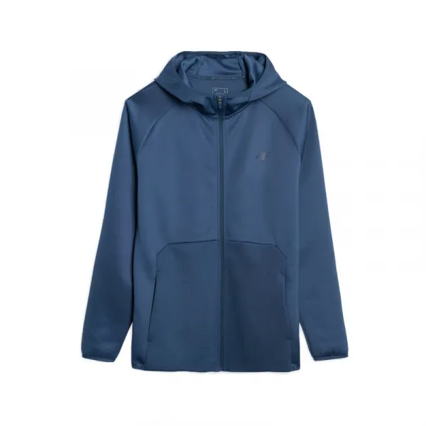 Pánska zateplená tréningová mikina so zipsom 4F SWEATSHIRT FNK M560-WAW25TFSWM560-32S-DENIM