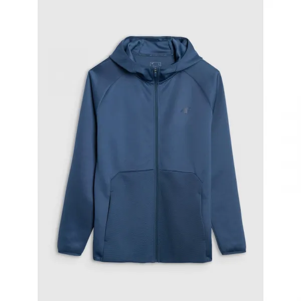 Pánska zateplená tréningová mikina so zipsom 4F SWEATSHIRT FNK M560-WAW25TFSWM560-32S-DENIM