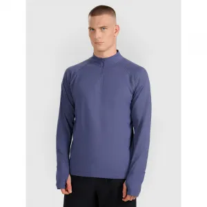 Pánska zateplená bežecká mikina s 1 2 zipsom 4F SWEATSHIRT FNK M576-WAW25TFSWM576-32S-DENIM