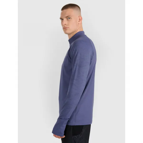 Pánska zateplená bežecká mikina s 1 2 zipsom 4F SWEATSHIRT FNK M576-WAW25TFSWM576-32S-DENIM