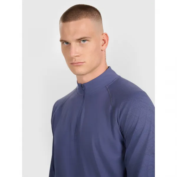 Pánska zateplená bežecká mikina s 1 2 zipsom 4F SWEATSHIRT FNK M576-WAW25TFSWM576-32S-DENIM