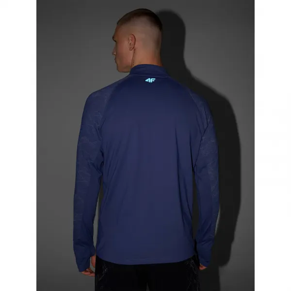 Pánska zateplená bežecká mikina s 1 2 zipsom 4F SWEATSHIRT FNK M576-WAW25TFSWM576-32S-DENIM