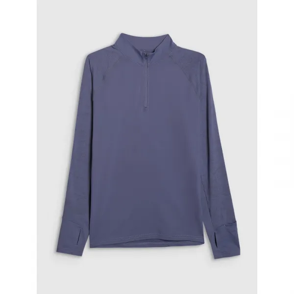 Pánska zateplená bežecká mikina s 1 2 zipsom 4F SWEATSHIRT FNK M576-WAW25TFSWM576-32S-DENIM