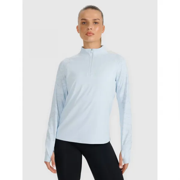 Dámska zateplená bežecká mikina s 1 2 zipsom 4F SWEATSHIRT FNK F578-WAW25TFSWF578-34S-LIGHT BLUE